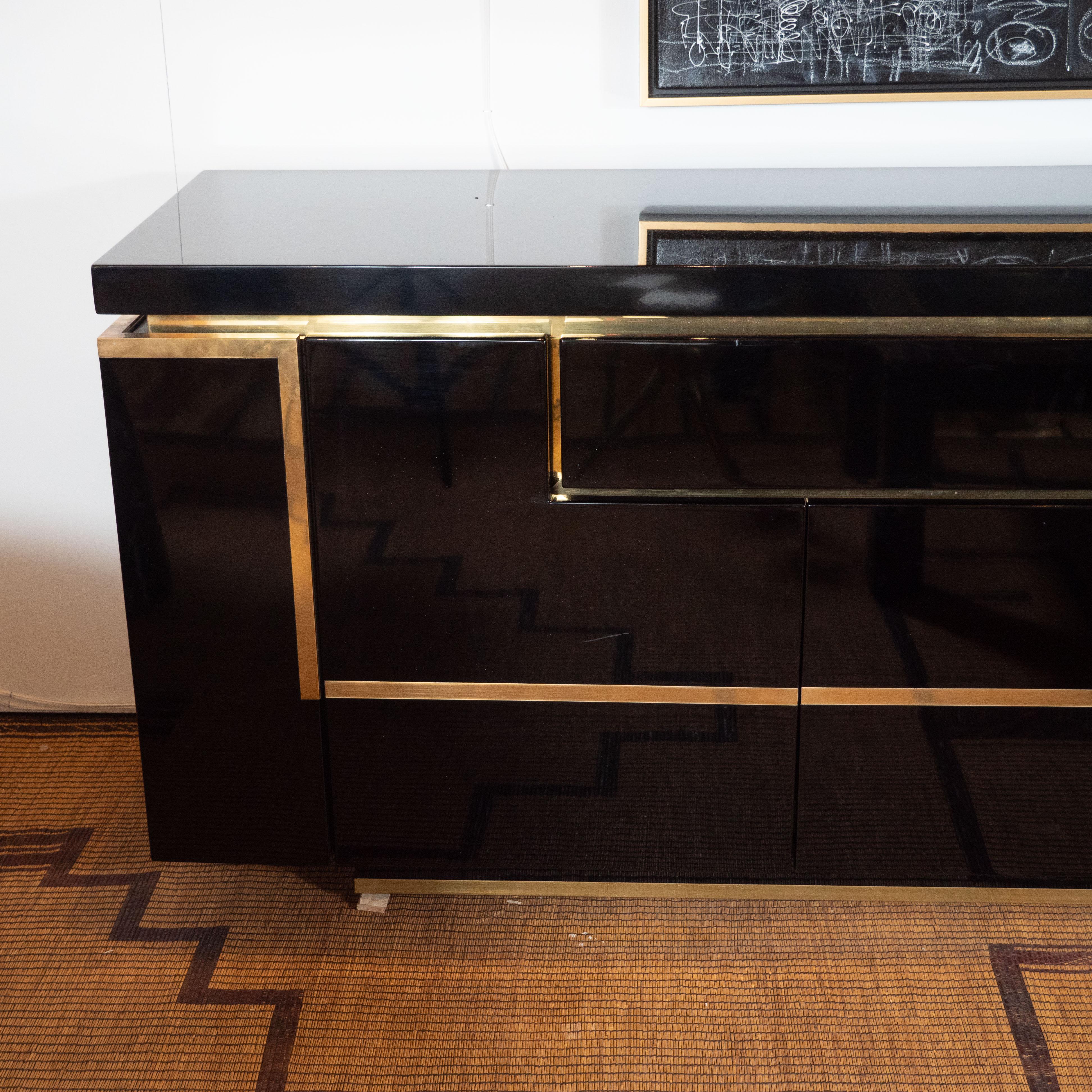 black and brass sideboard