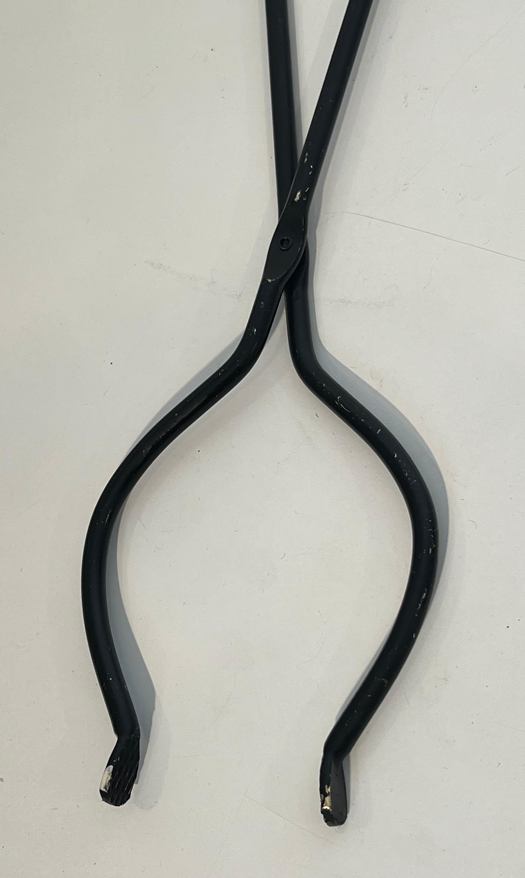 Utensilios para Chimenea en Soporte de Diseño Lacado Negro y Cromado en venta 10