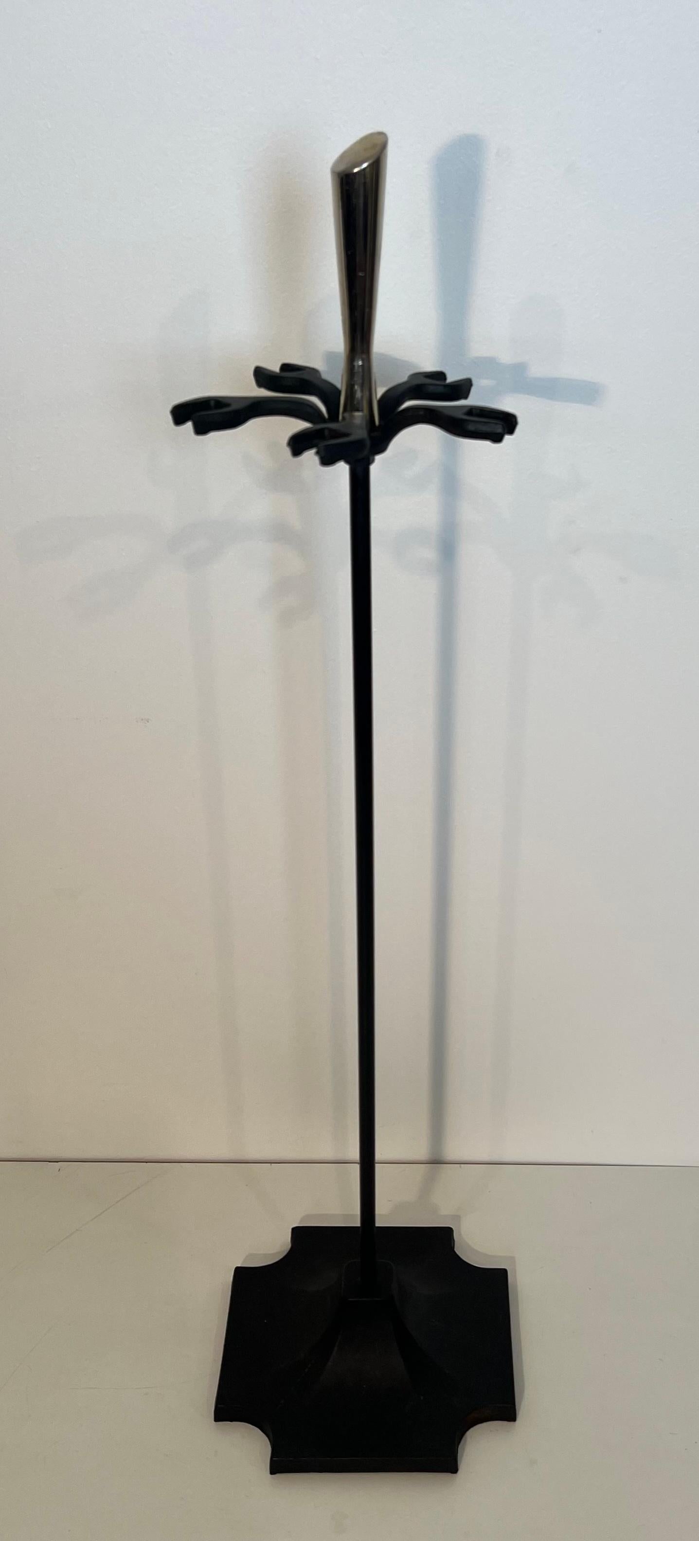 Utensilios para Chimenea en Soporte de Diseño Lacado Negro y Cromado en Bueno estado para la venta en Marcq-en-Barœul, Hauts-de-France