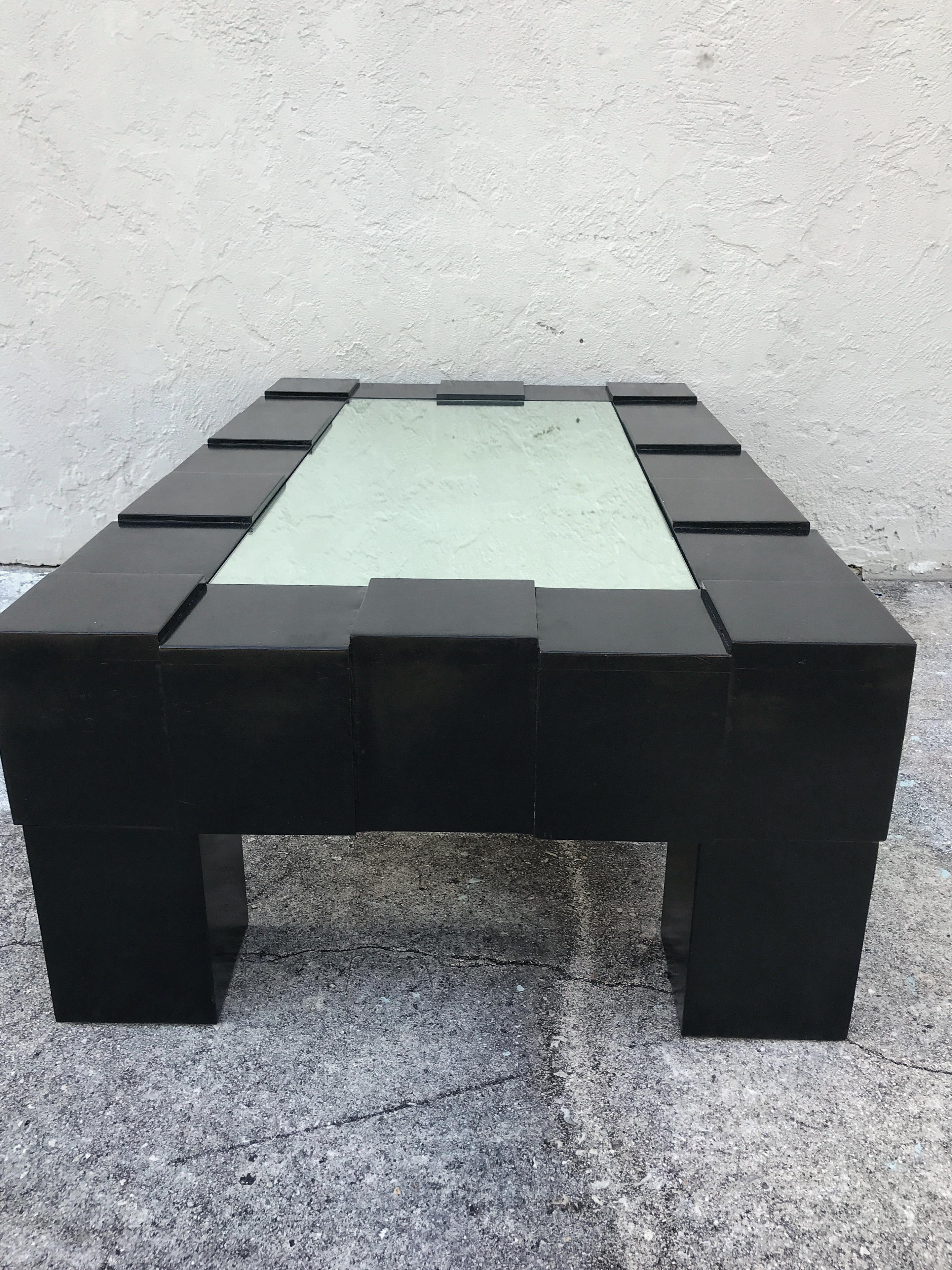 Black Lacquered and Mirrored Coffee Table in the Manner of Josef Hoffmann 2