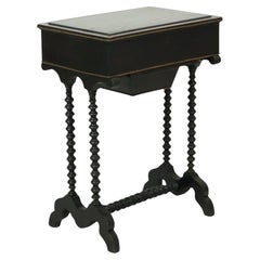 Black Lacquered Antique Sewing Table Side Table Mahogany 19th Century