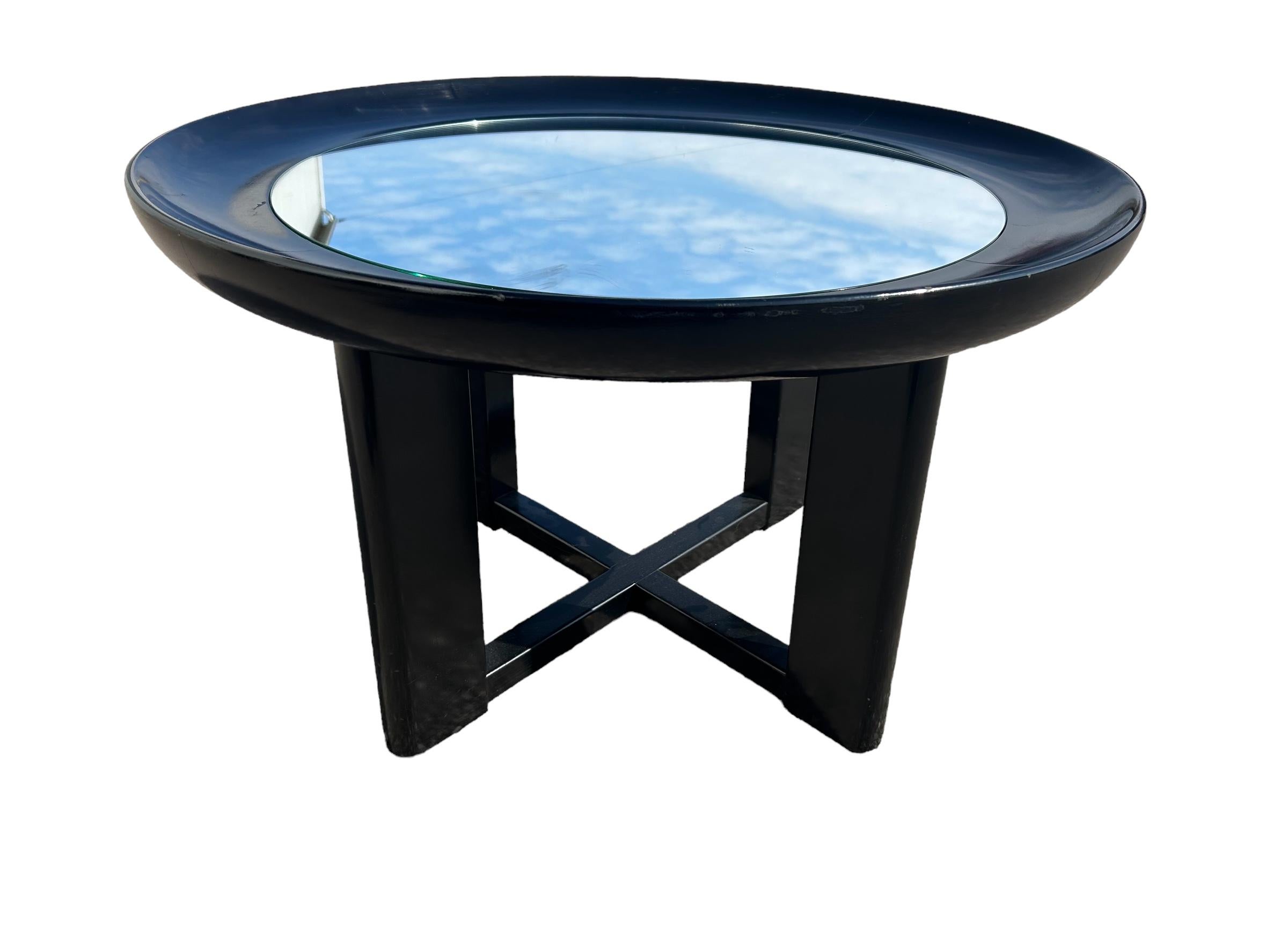 mesa de centro art decó lacada en negro Francés en venta