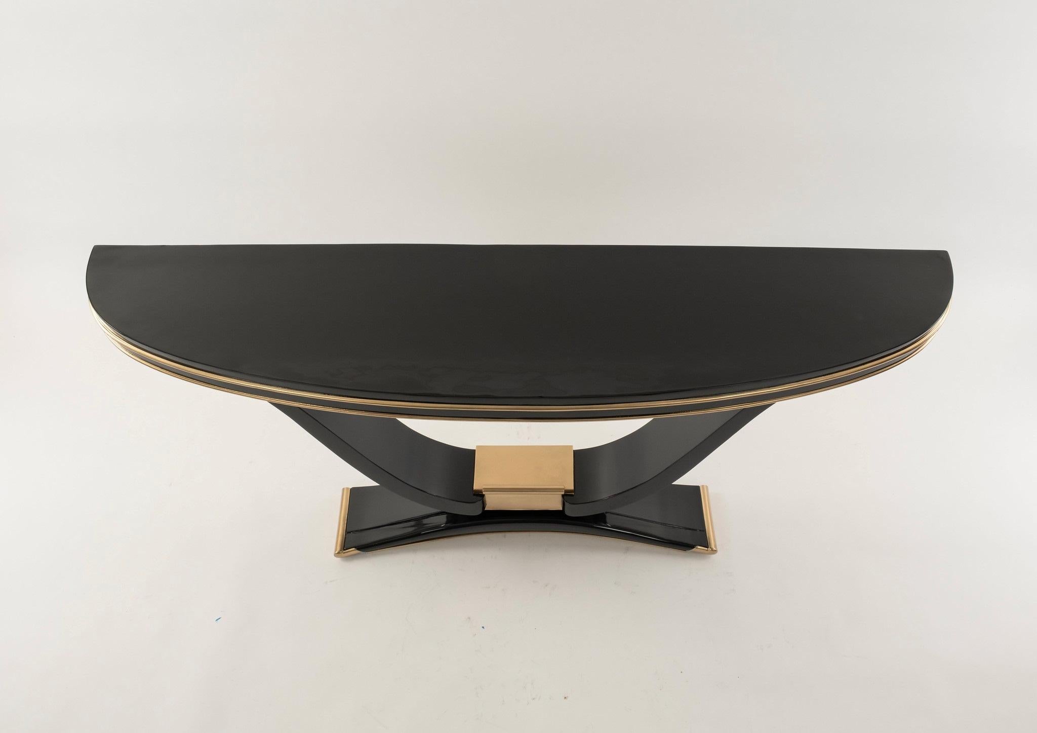 Black Lacquered Art Deco Style Console For Sale 1