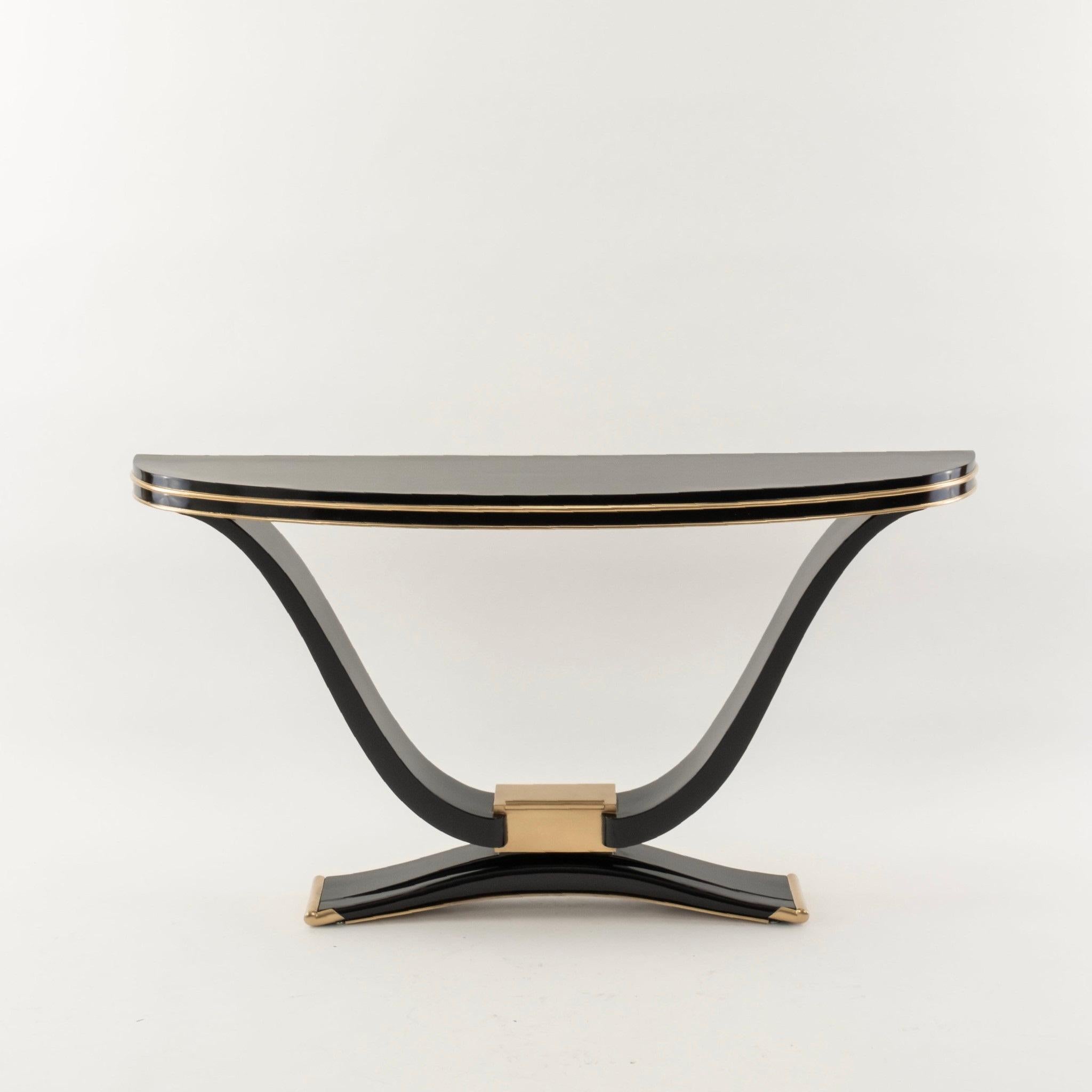 Black Lacquered Art Deco Style Console For Sale 2