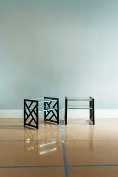 Black Lacquered Bamboo Bedside Tables – 1970s