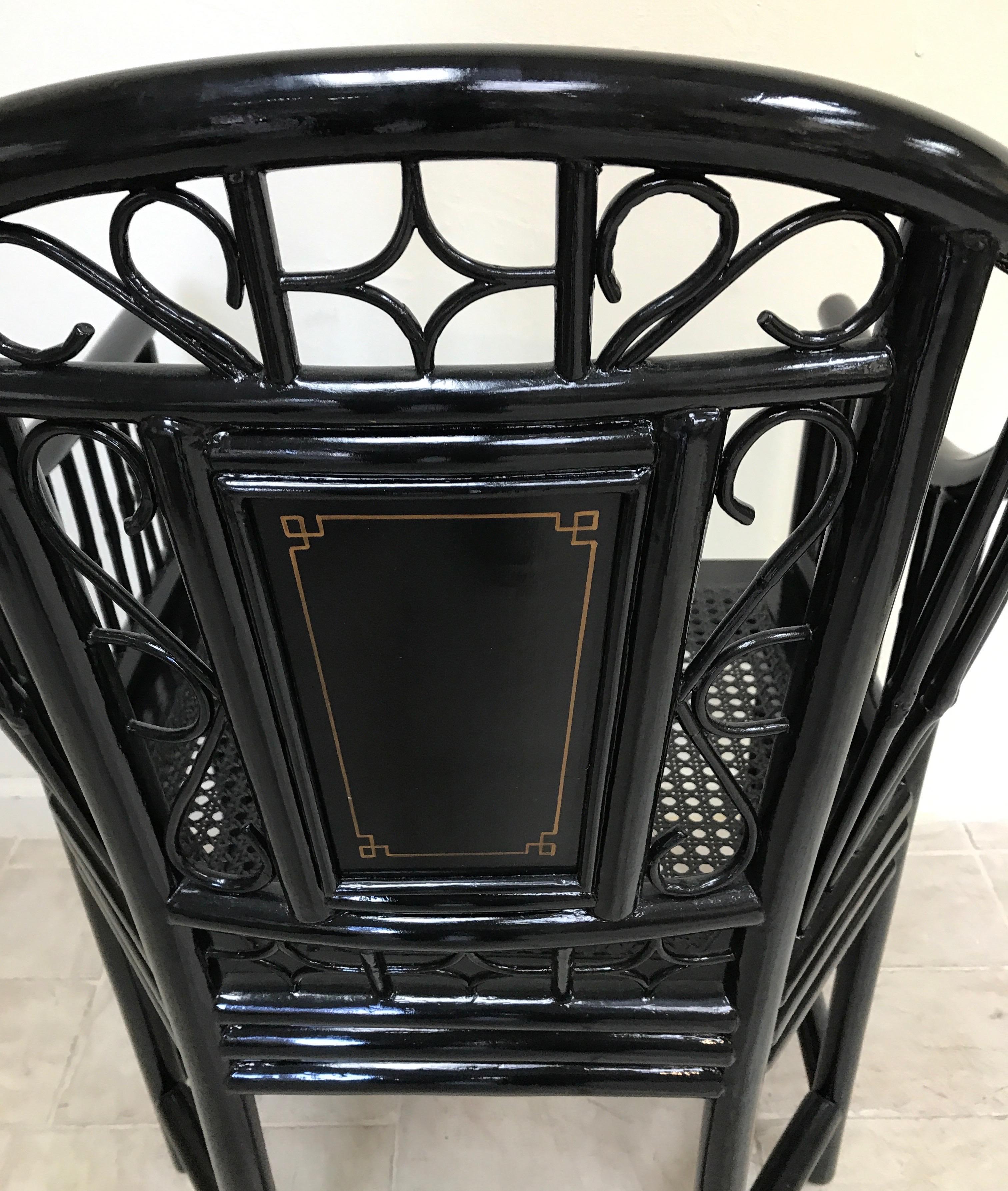 Black Lacquered Bamboo Brighton Chair In Good Condition In West Palm Beach, FL