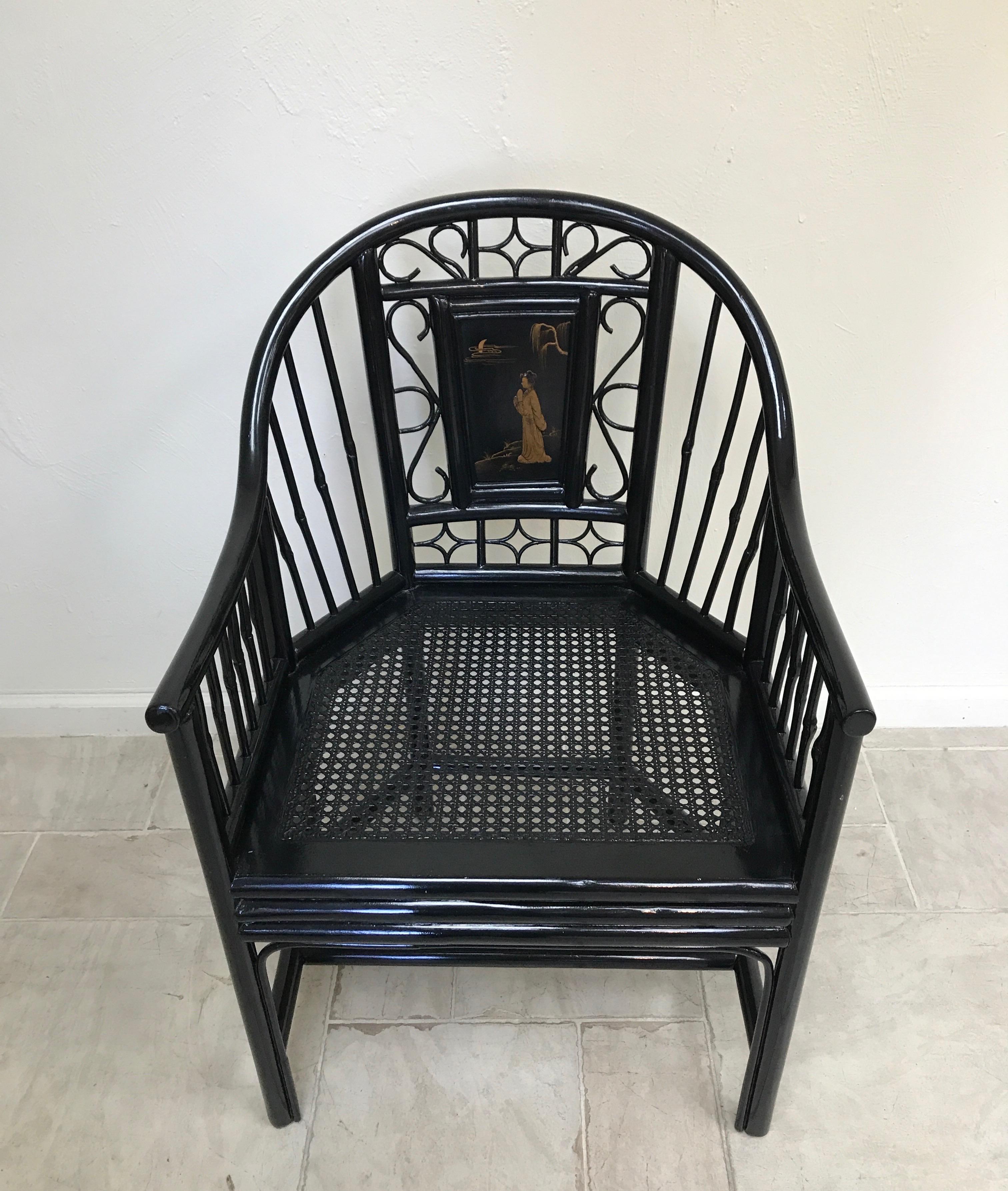 Black Lacquered Bamboo Brighton Chair 1