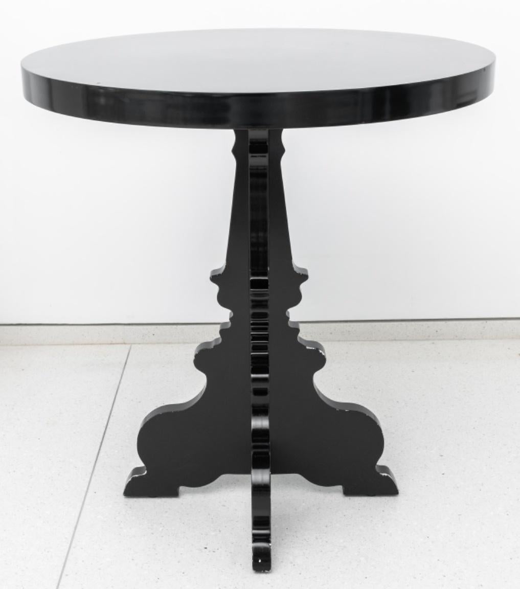 Modern Black Lacquered Baroque Revival Round Table