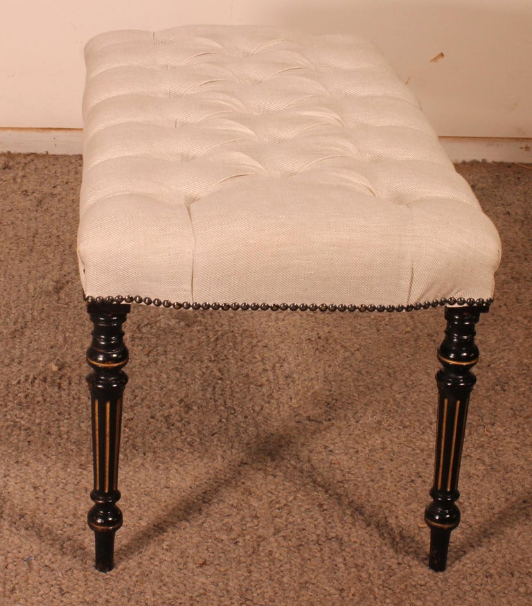 Black Lacquered Bench With Golden Decor19th Century For Sale at 1stDibs