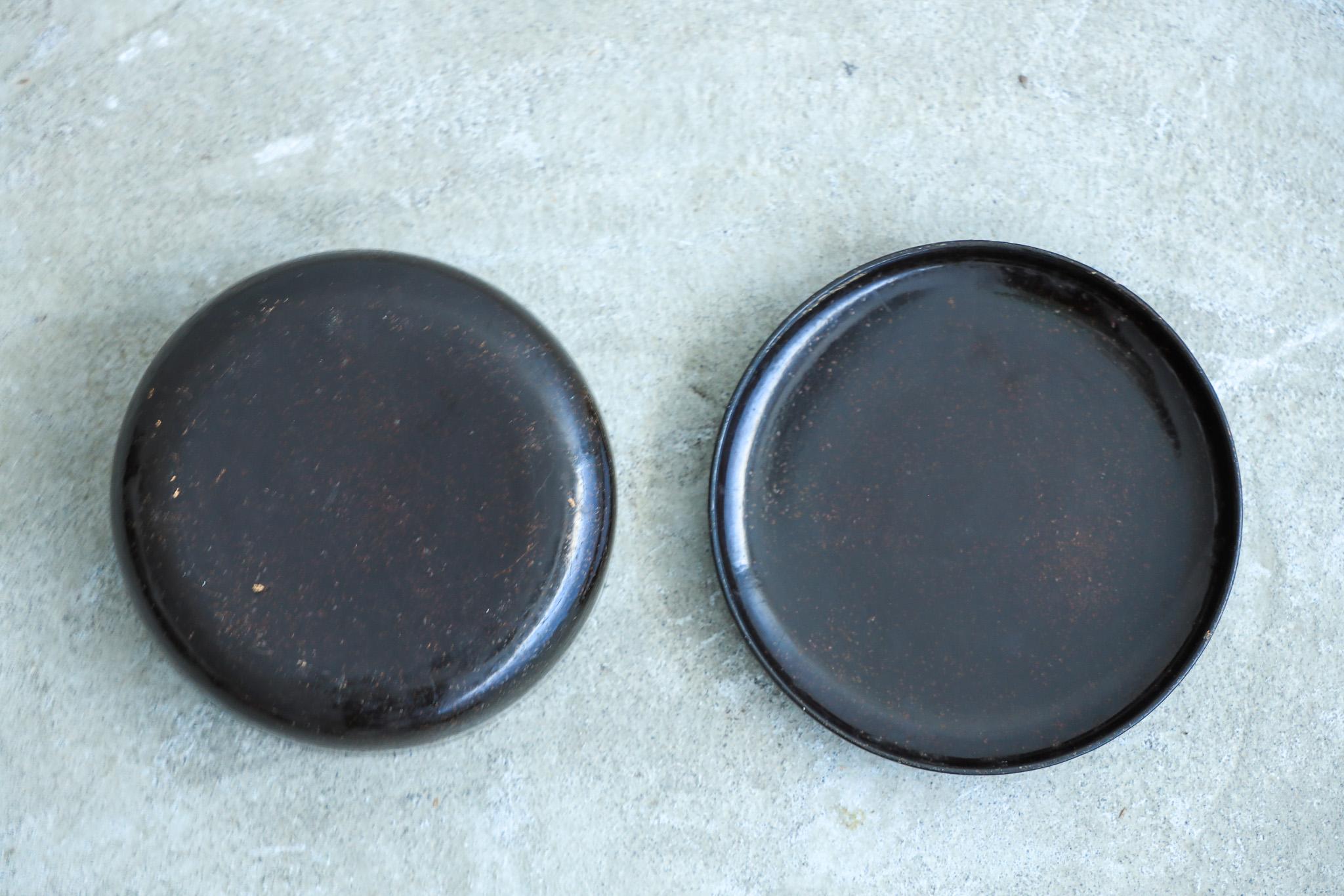20th Century Black lacquered box with Japanese botanical design, urushi For Sale