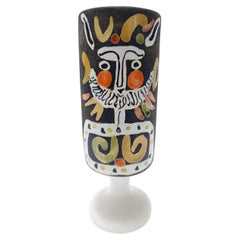 Black Lacquered Ceramic Goblet - Vase by by Roger Capron, France
