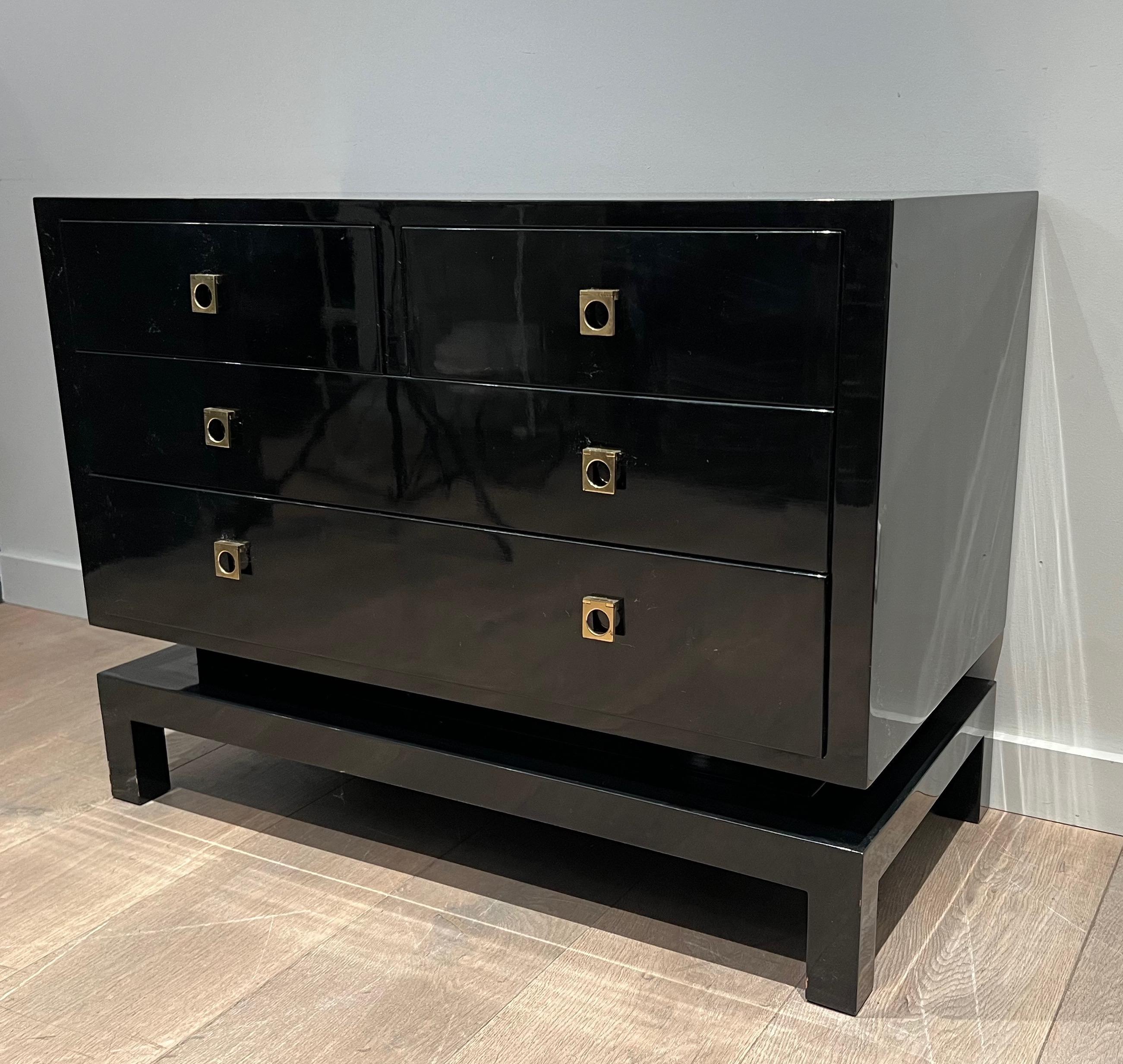 Black Lacquered Chest of Drawers by Guy Lefèvre for Maison Jansen For Sale 4