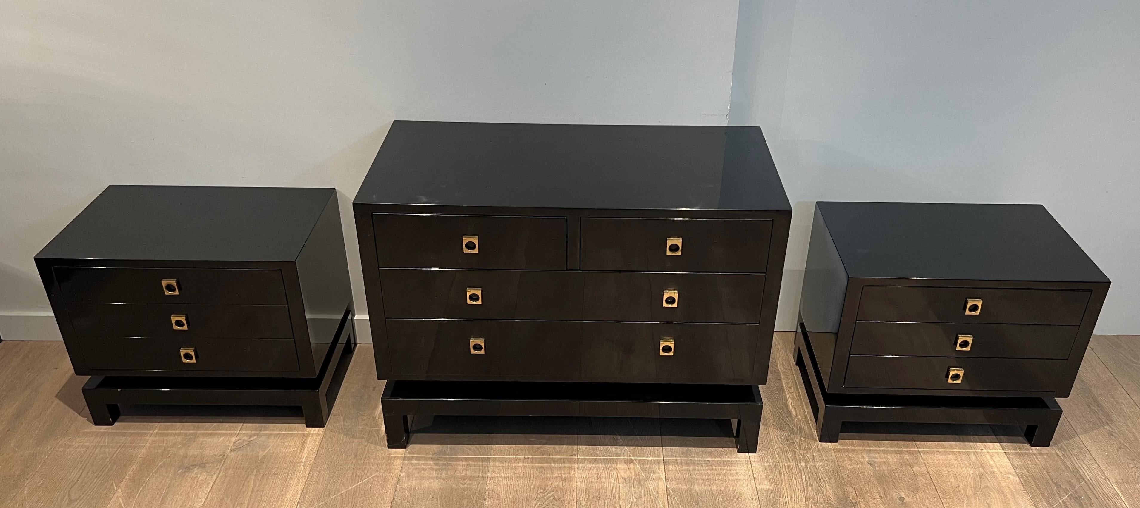 Black Lacquered Chest of Drawers by Guy Lefèvre for Maison Jansen For Sale 5