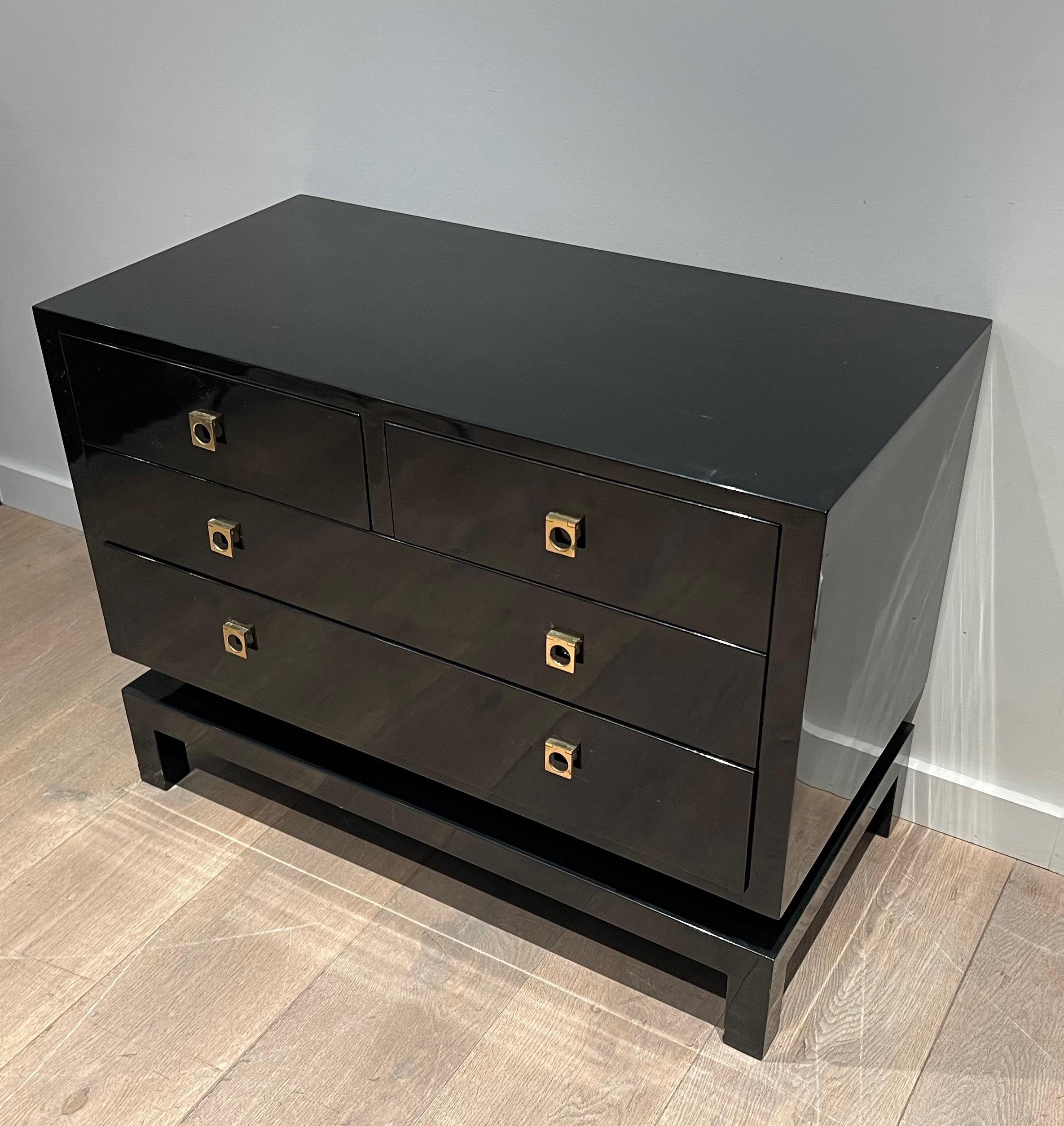 Black Lacquered Chest of Drawers by Guy Lefèvre for Maison Jansen For Sale 6