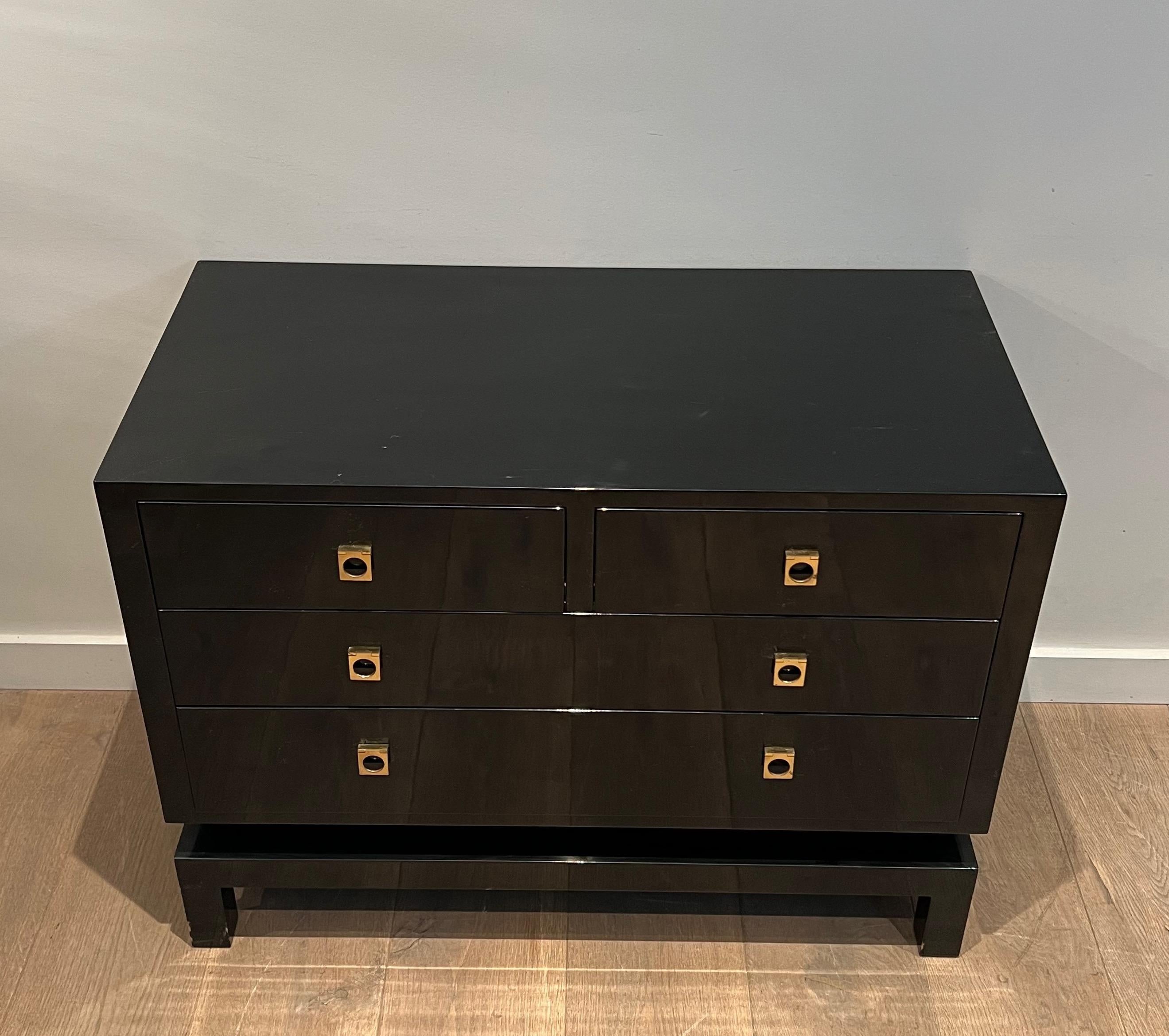 Black Lacquered Chest of Drawers by Guy Lefèvre for Maison Jansen For Sale 11