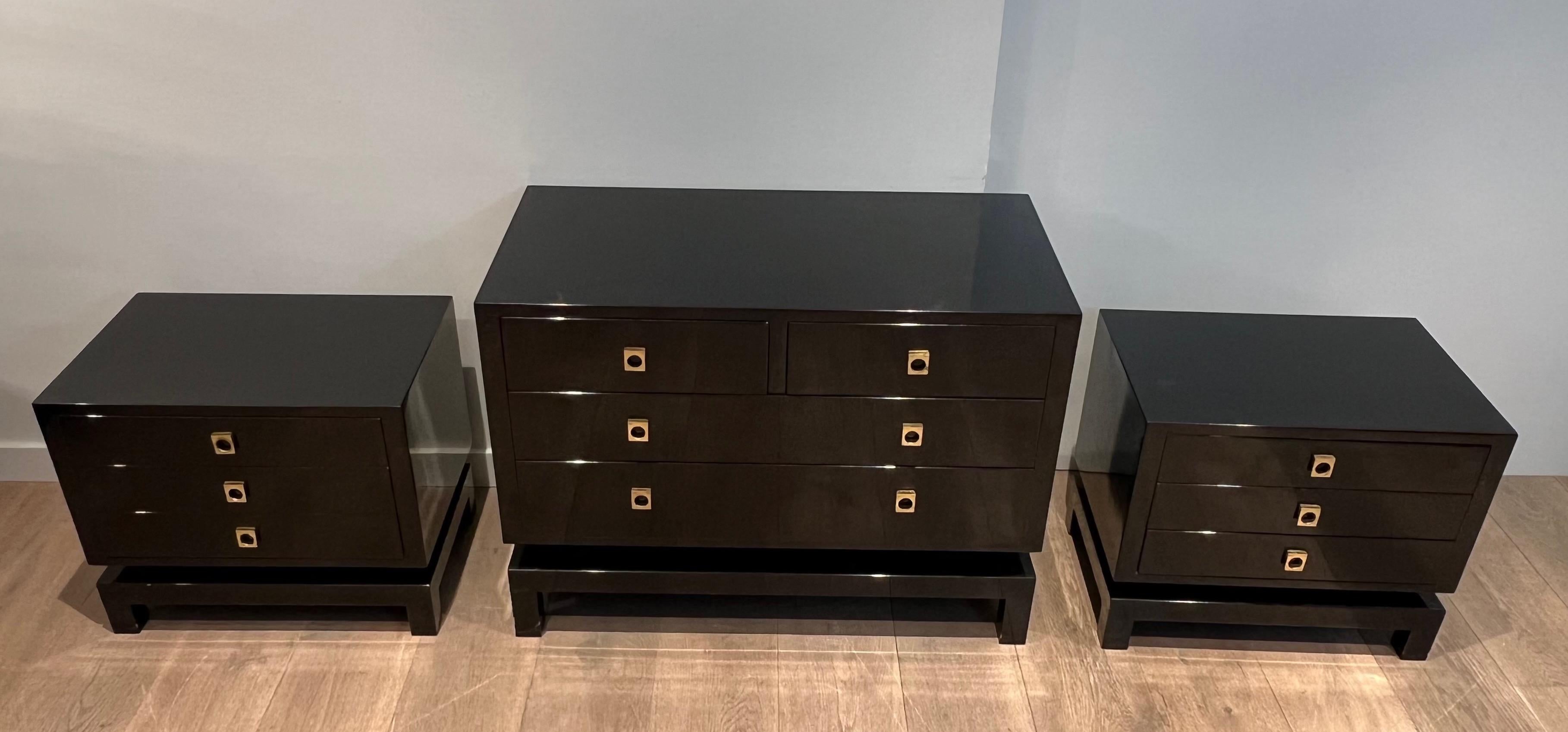 Black Lacquered Chest of Drawers by Guy Lefèvre for Maison Jansen For Sale 12