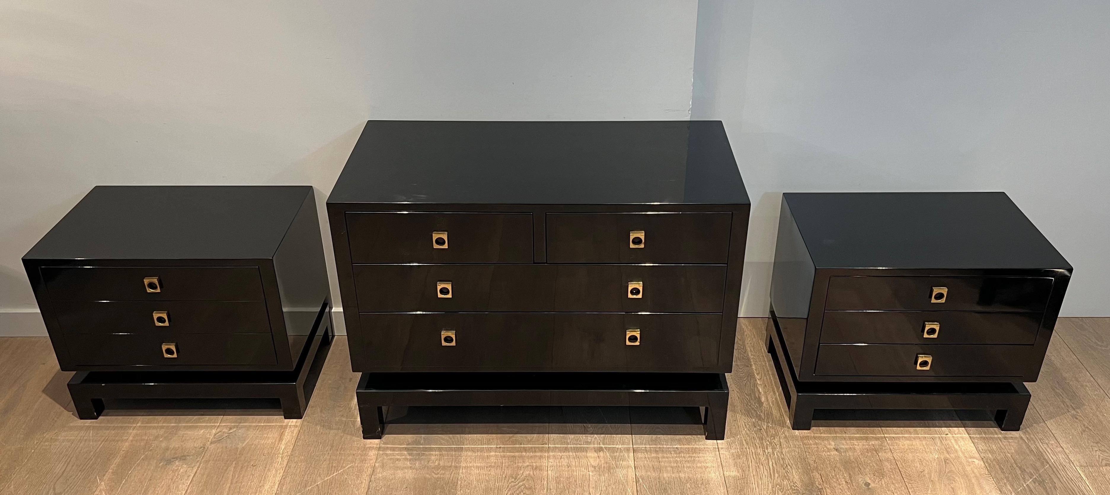 Black Lacquered Chest of Drawers by Guy Lefèvre for Maison Jansen For Sale 13