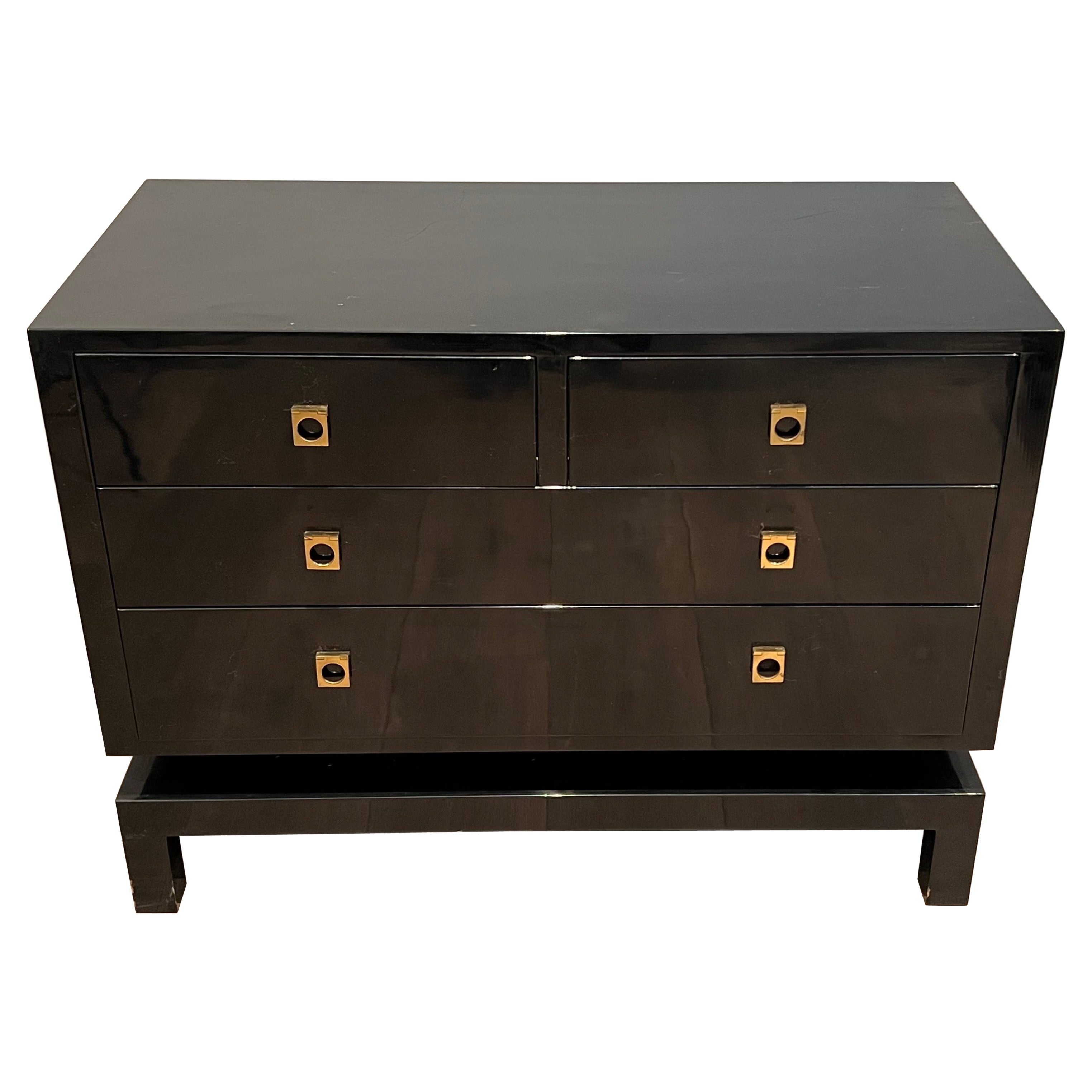 Commode laquée noire de Guy Lefèvre pour Maison Jansen en vente