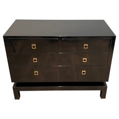 Commode laquée noire de Guy Lefèvre pour Maison Jansen