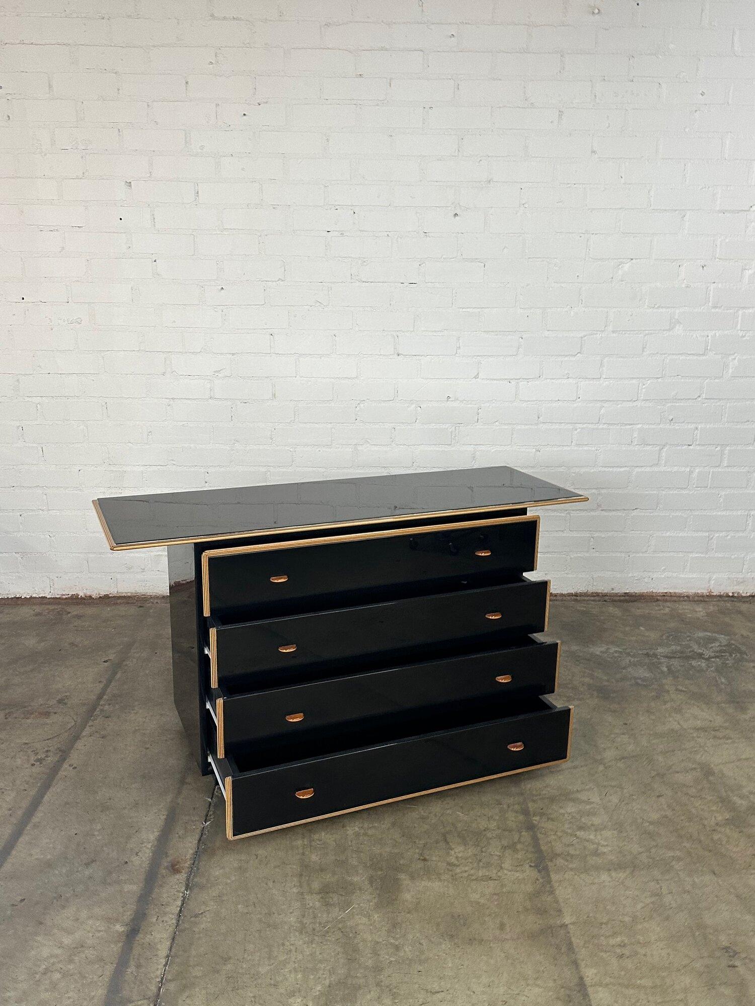 Post-Modern Black Lacquered Chest of Drawers by Roche Bobois