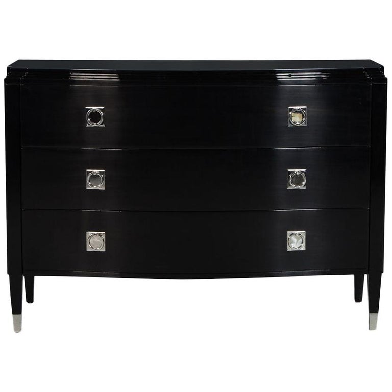 Black Lacquered Chest Of Drawers Dresser For Sale At 1stdibs