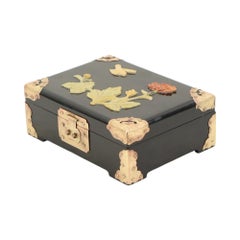 Joyero Chino Lacado Negro Jabonera Latón Chinoiserie