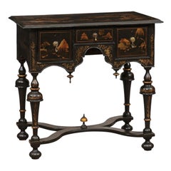 Black Lacquered Chinoiserie William & Mary Style Lowboy, 18th Century England
