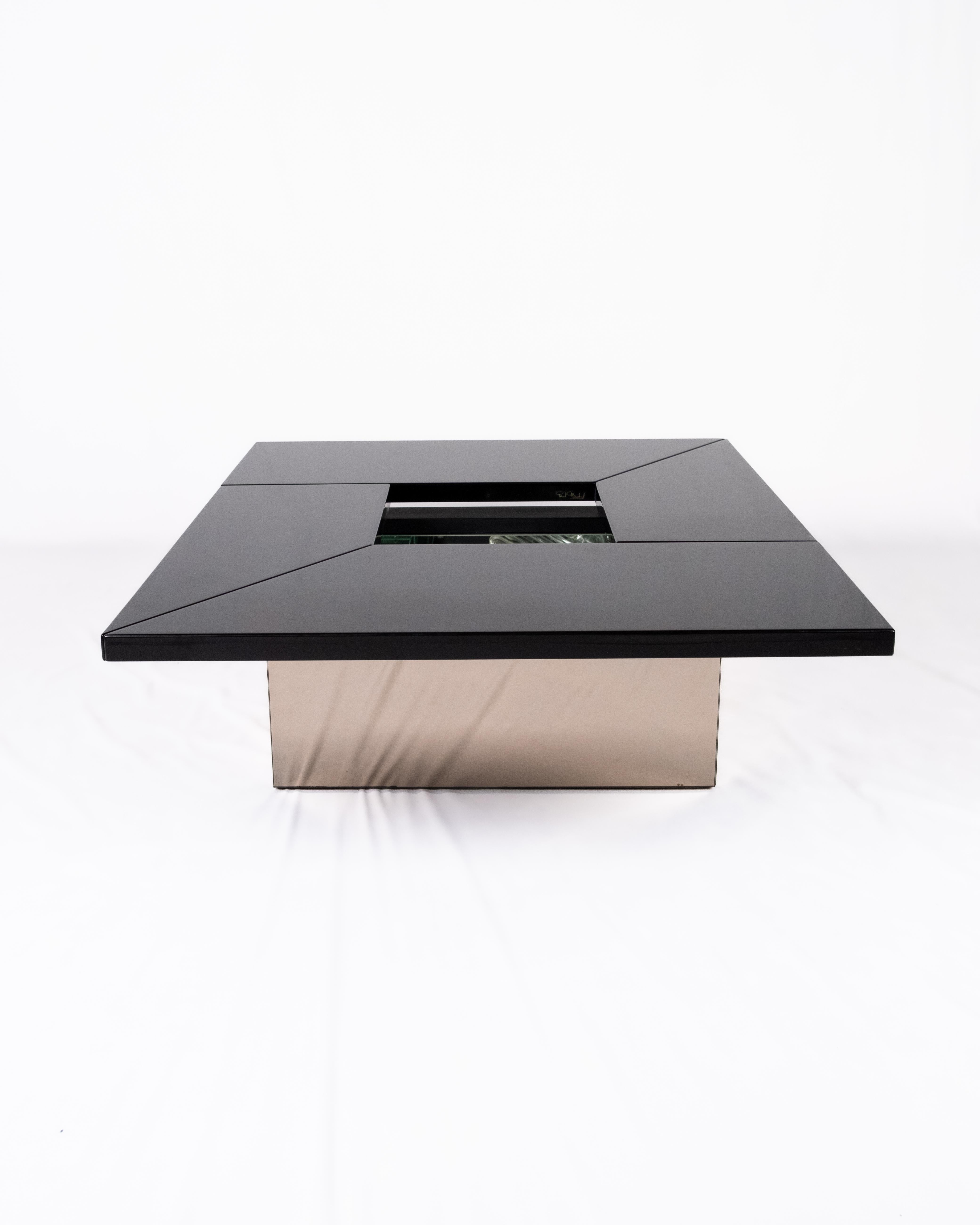 Black lacquered coffee table with bar by Paul Michel for Roche Bobois, 1980s For Sale 3