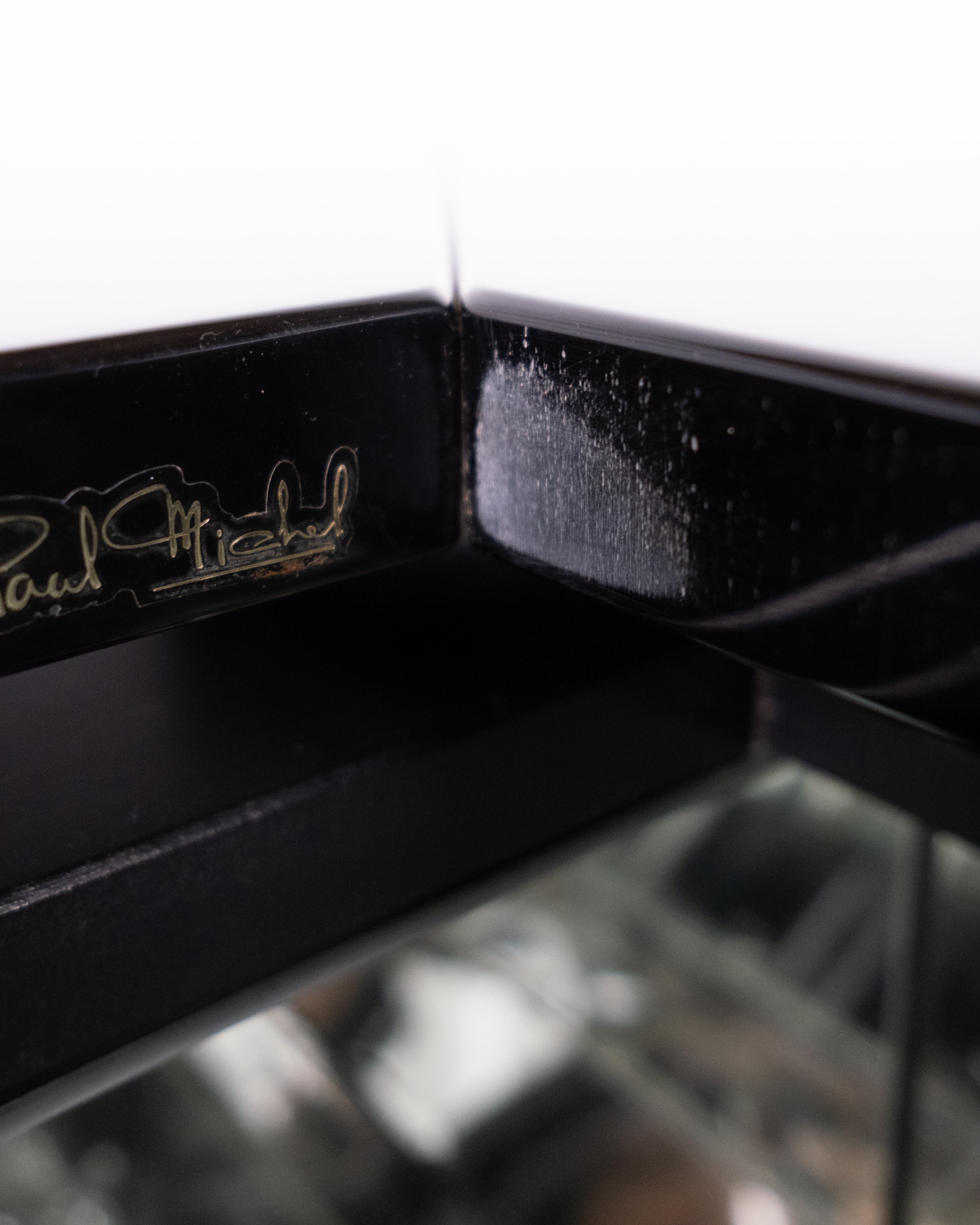 Black lacquered coffee table with bar by Paul Michel for Roche Bobois, 1980s For Sale 7