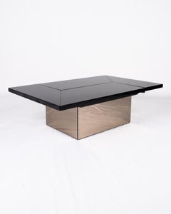 Table basse laquée noire avec bar par Paul Michel pour Roche Bobois, années 1980