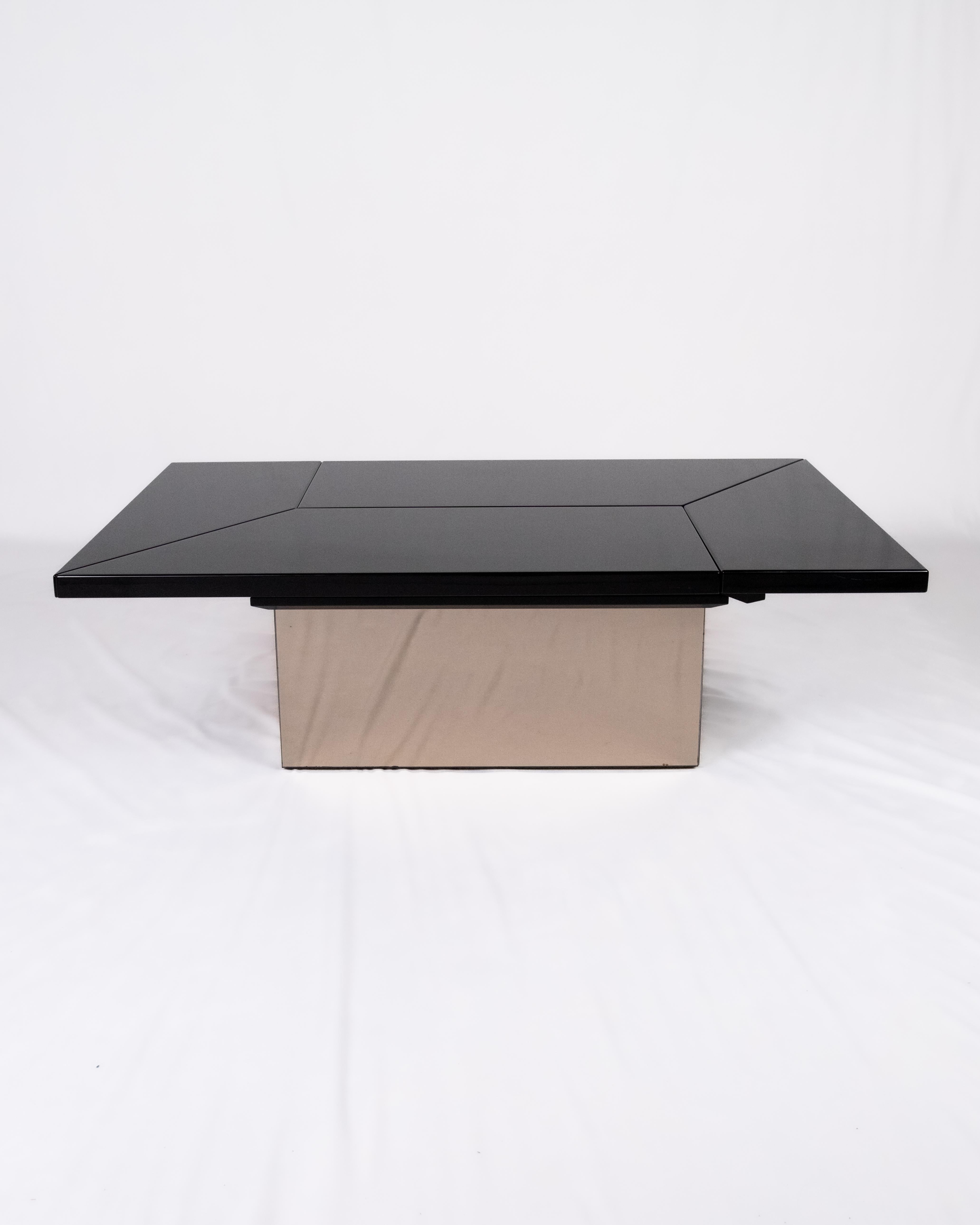 Black lacquered coffee table with bar by Paul Michel for Roche Bobois, 1980s For Sale 1