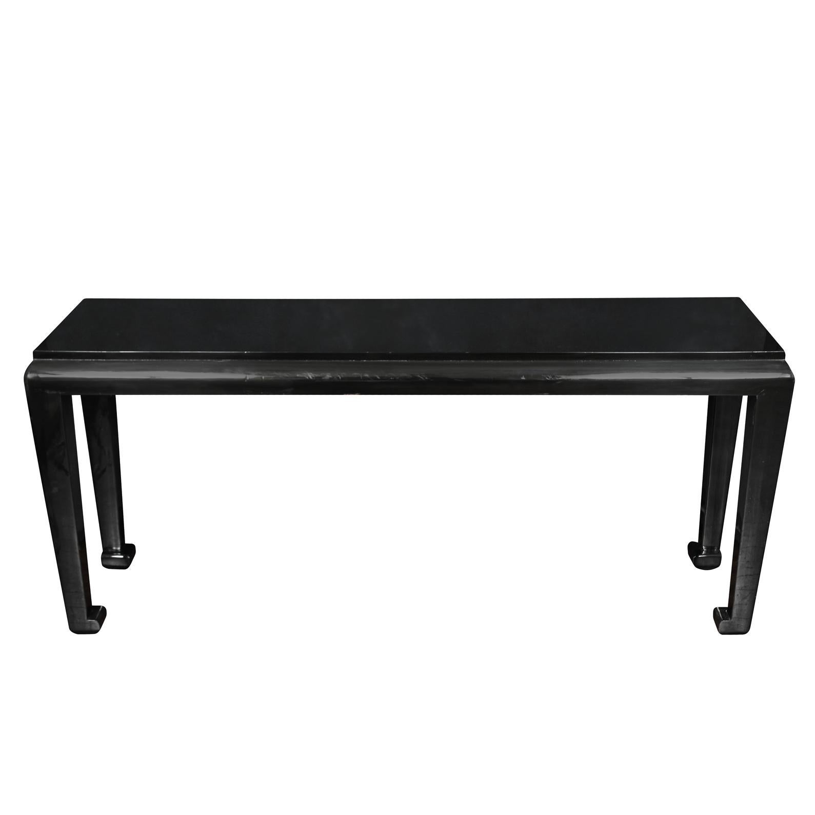 Mid-Century Modern Black Lacquered Console Table