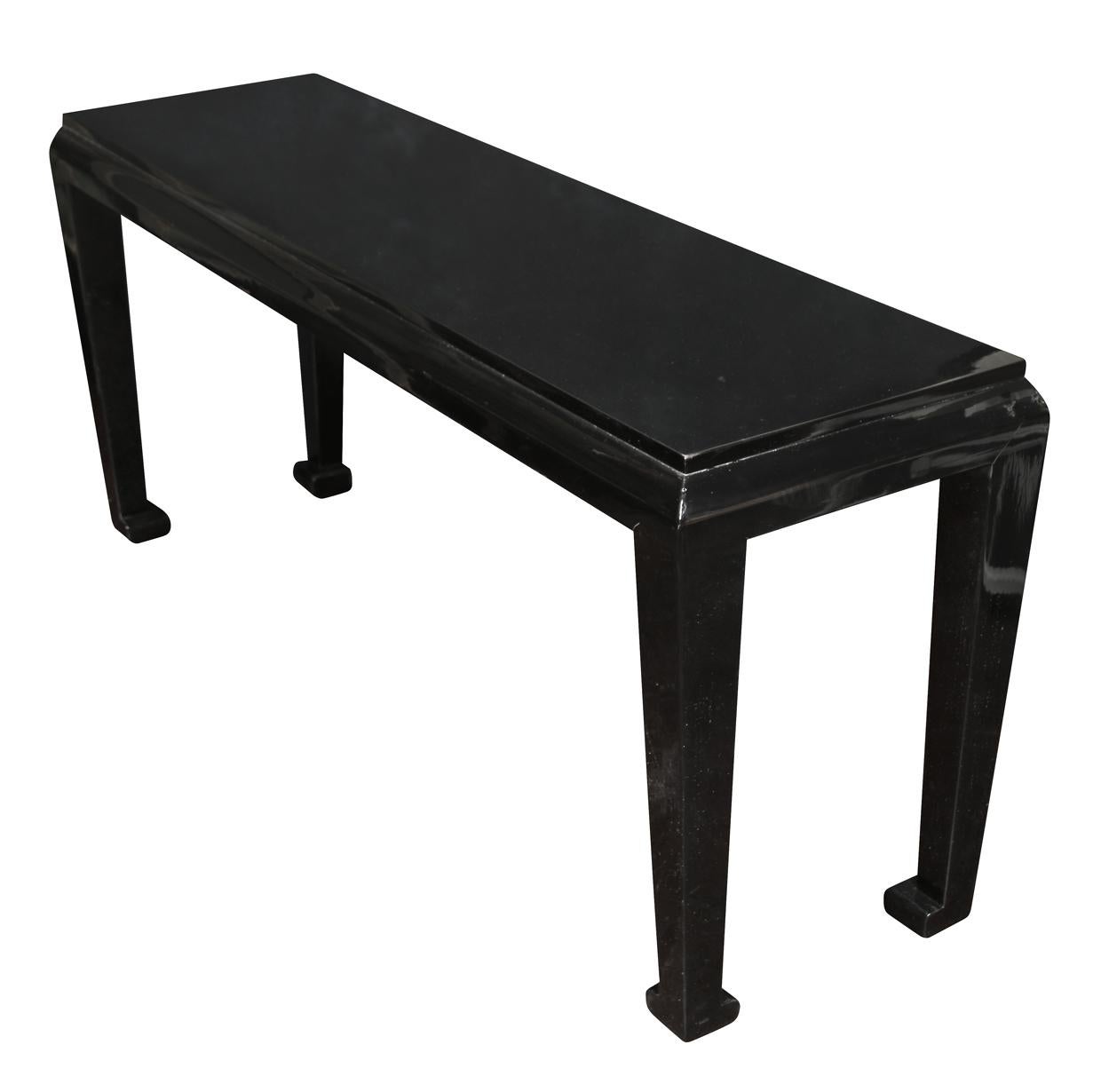 Black Lacquered Console Table In Good Condition In Locust Valley, NY