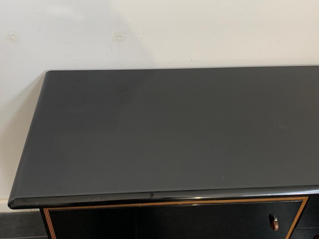 Black Lacquered Credenza with Layered Wood by Pierre Cardin for Roche Bobois For Sale 5
