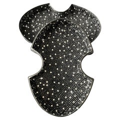 Black Lacquered Cutout "Piano Finish" Box Paved Interior