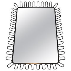 Black lacquered Design Mirror, French, circa 1970