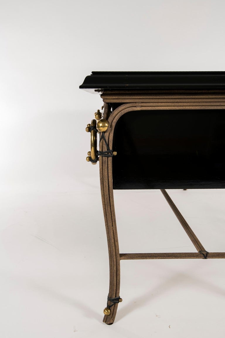 Black Lacquered Desk with Black Glass Top For Sale at 1stdibs