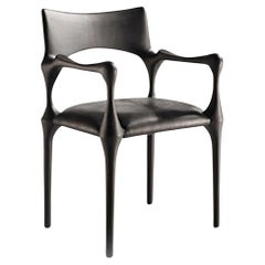 Black Lacquered Dining Chair with Black Leather Seat Custom Order for Devin