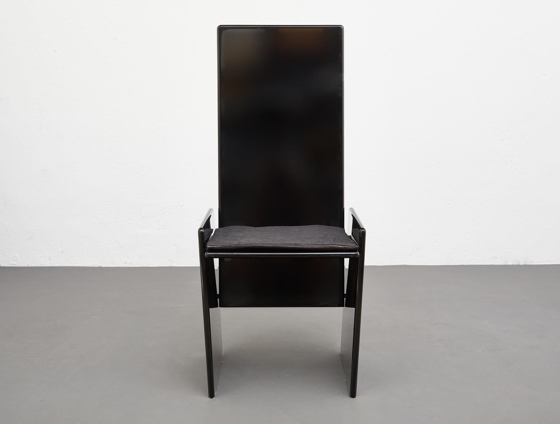 Wood Black Lacquered Dining Chairs Kazuki by Kazuhide Takahama for Simon, Italy, 1970 For Sale