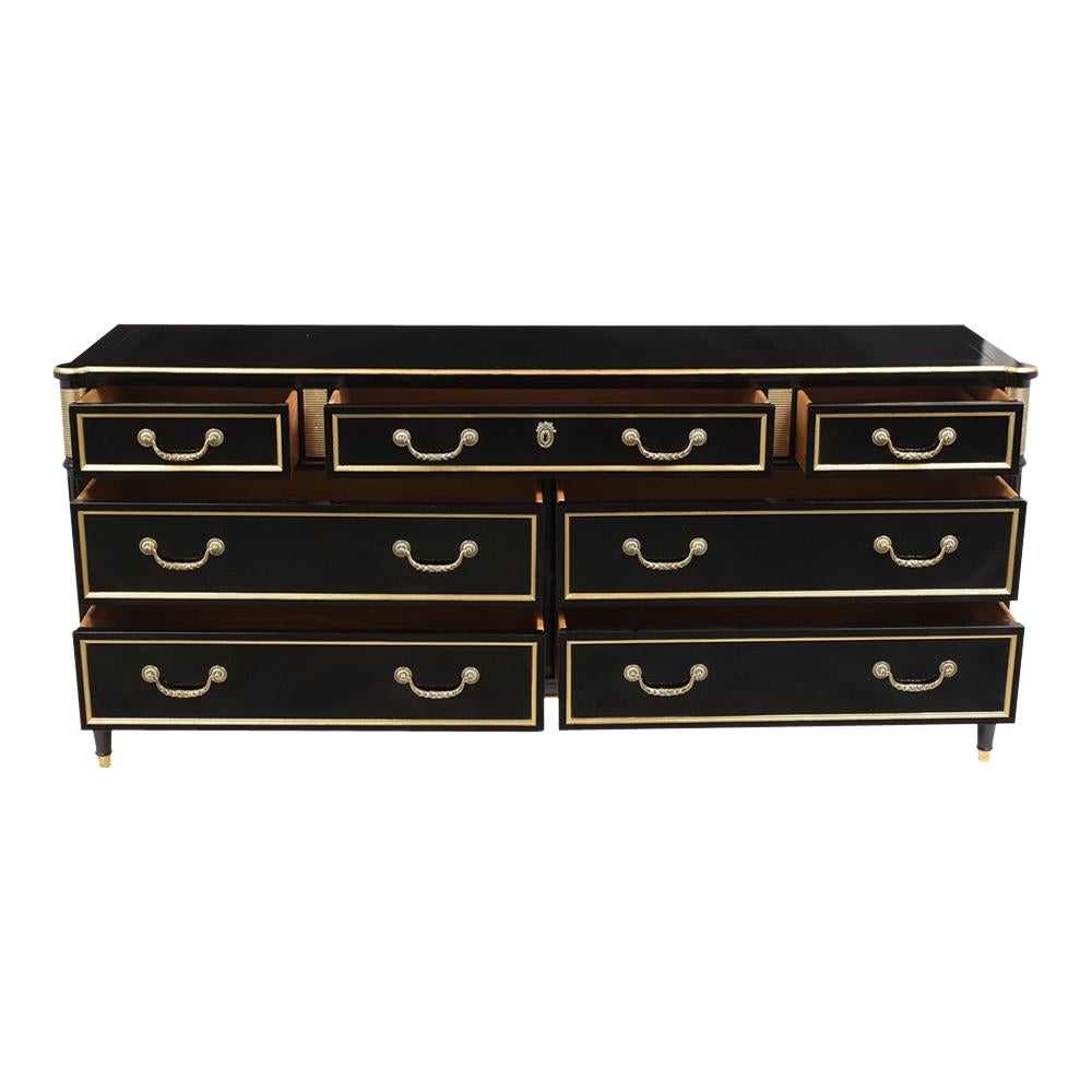 American Black Lacquered Dresser by Baker on the Louis XVI Style