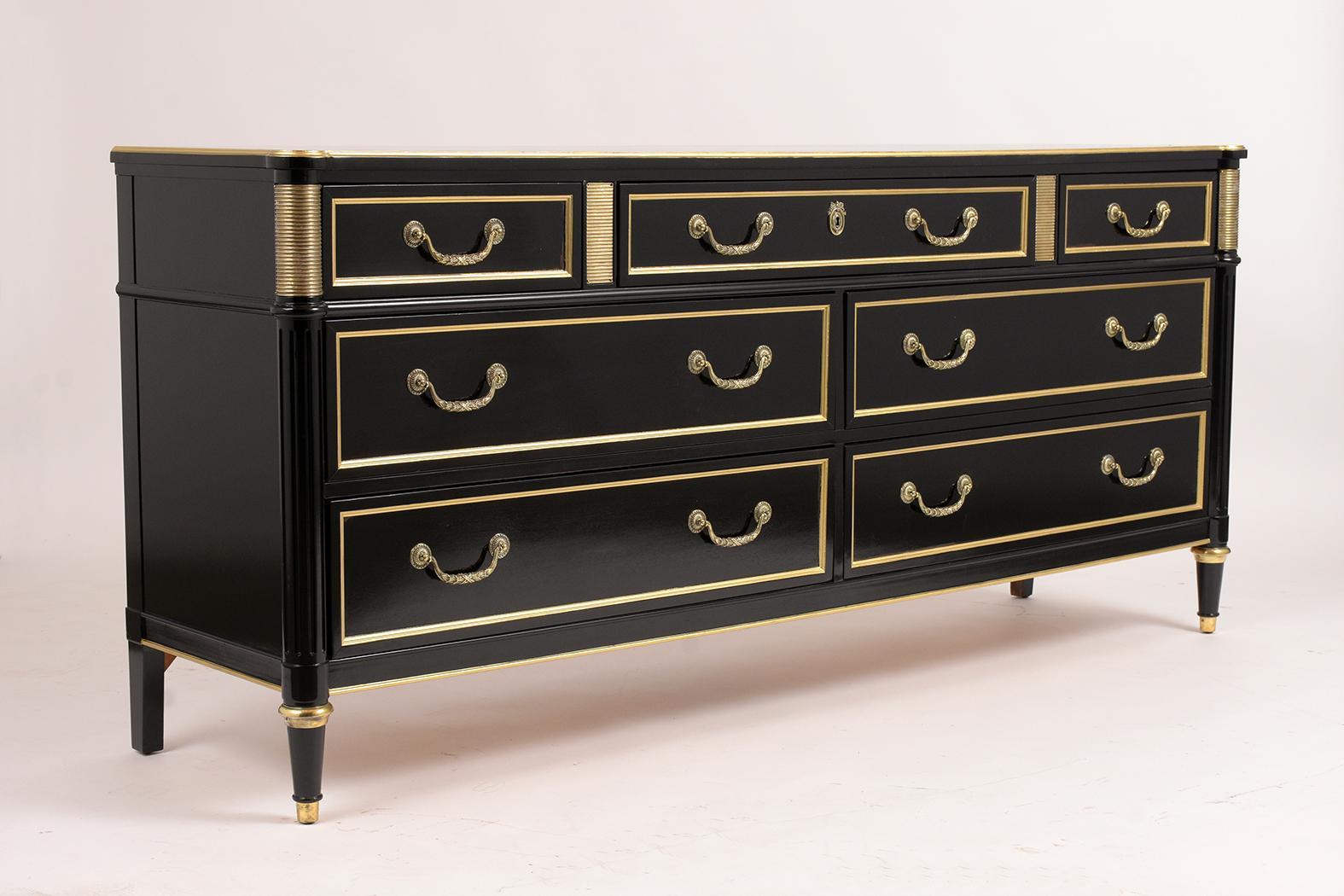 Black Lacquered Dresser by Baker on the Louis XVI Style 1