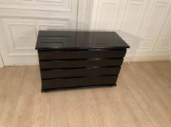 Black Lacquered Dresser with 4 Drawers Produced in the 70s