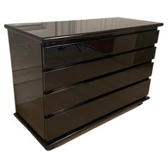 Retro Black Lacquered Dresser with 4 Drawers Produced in the 70s