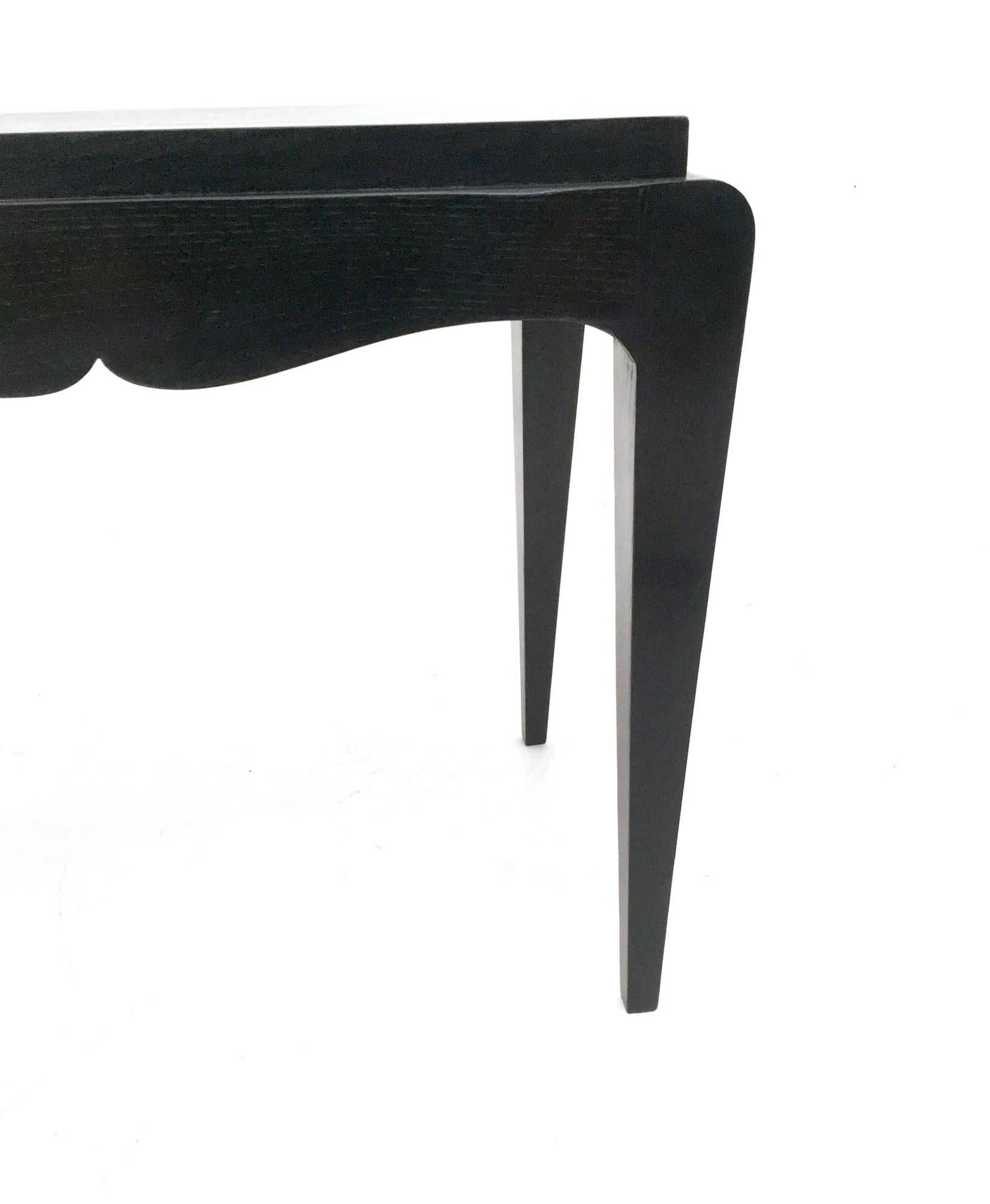 Vintage Black Lacquered Durmast Oak Bench, Italy For Sale 4