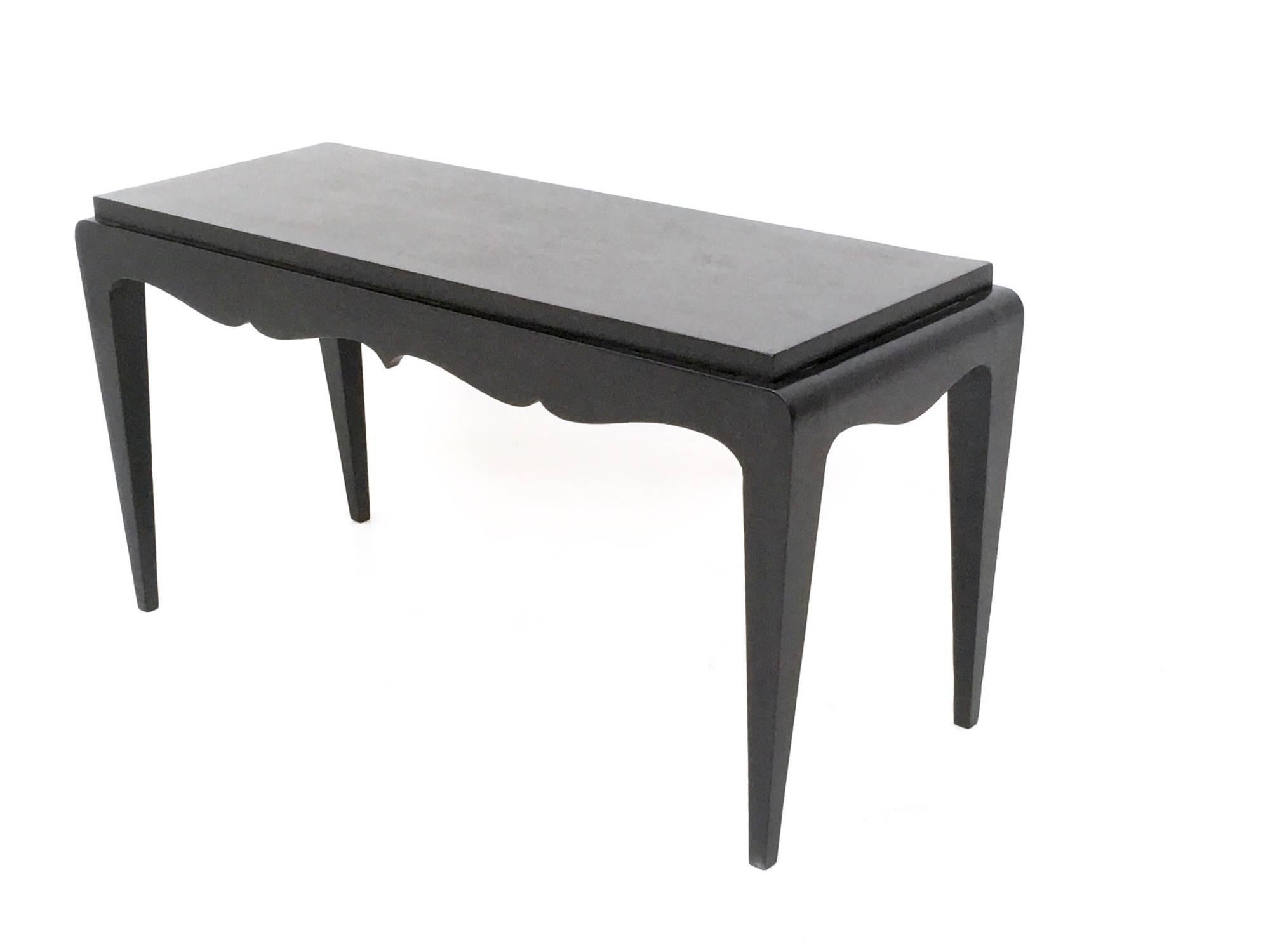 Italian Vintage Black Lacquered Durmast Oak Bench, Italy For Sale