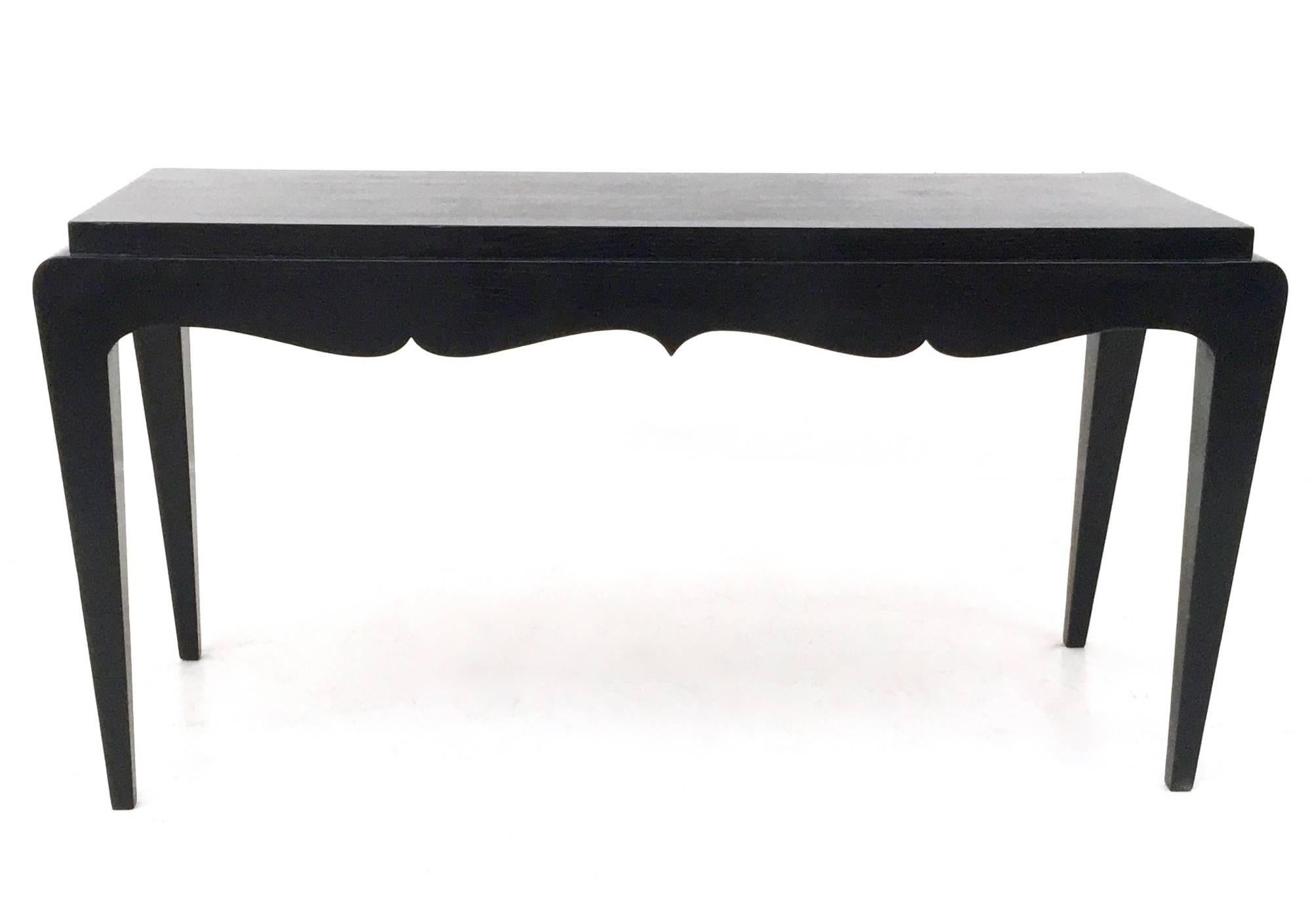 Vintage Black Lacquered Durmast Oak Bench, Italy In Excellent Condition For Sale In Bresso, Lombardy
