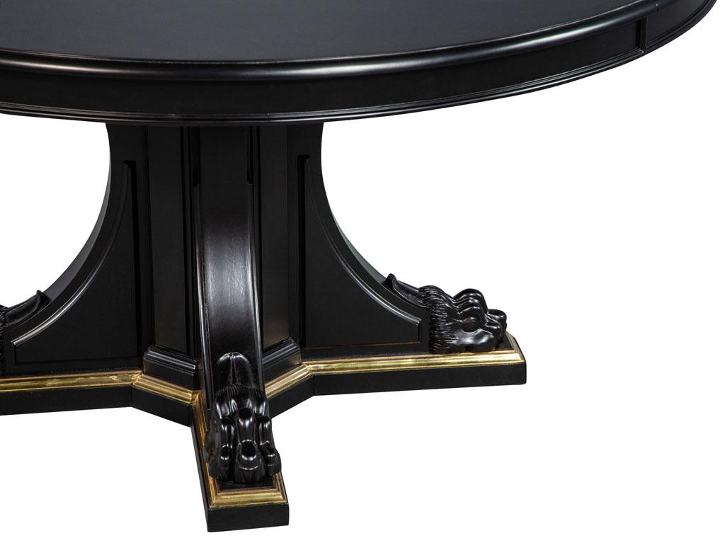 Black Lacquered Empire Inspired Modern Mahogany Round Dining Table 1