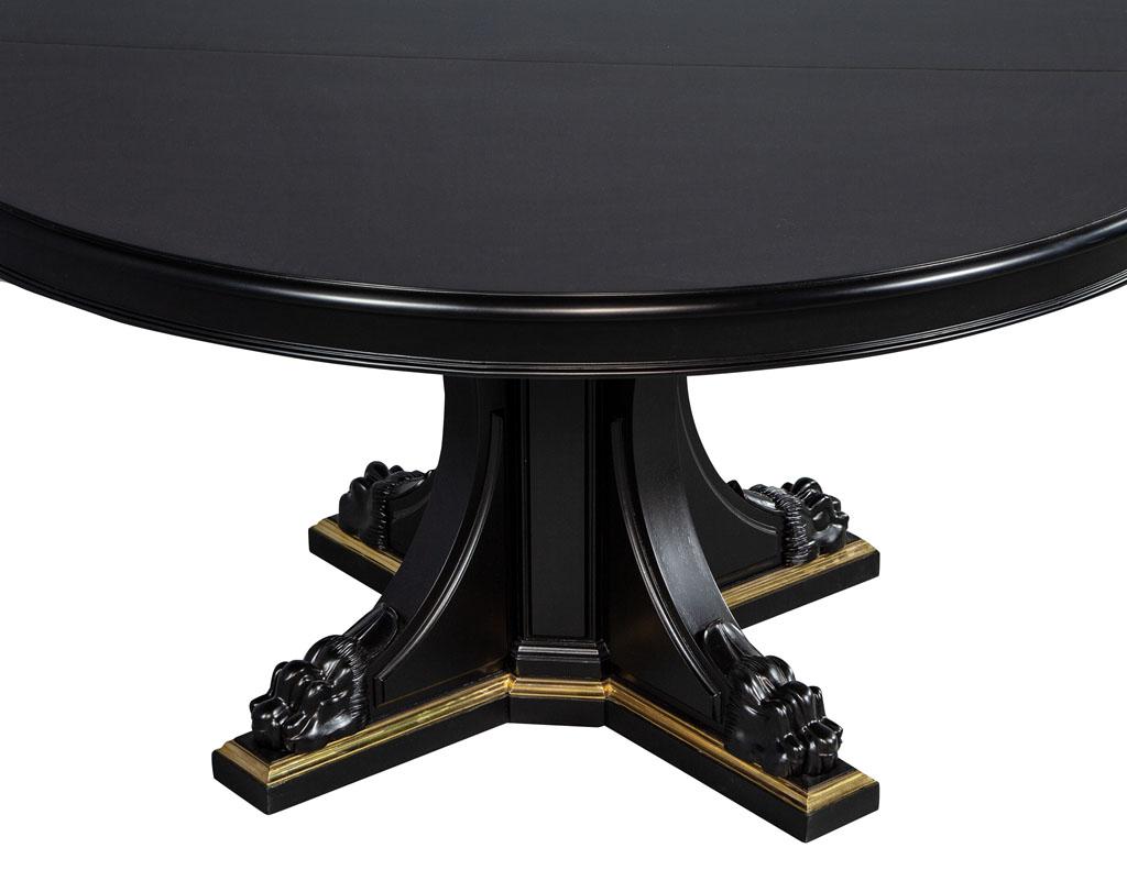 Black Lacquered Empire Inspired Modern Mahogany Round Dining Table 2