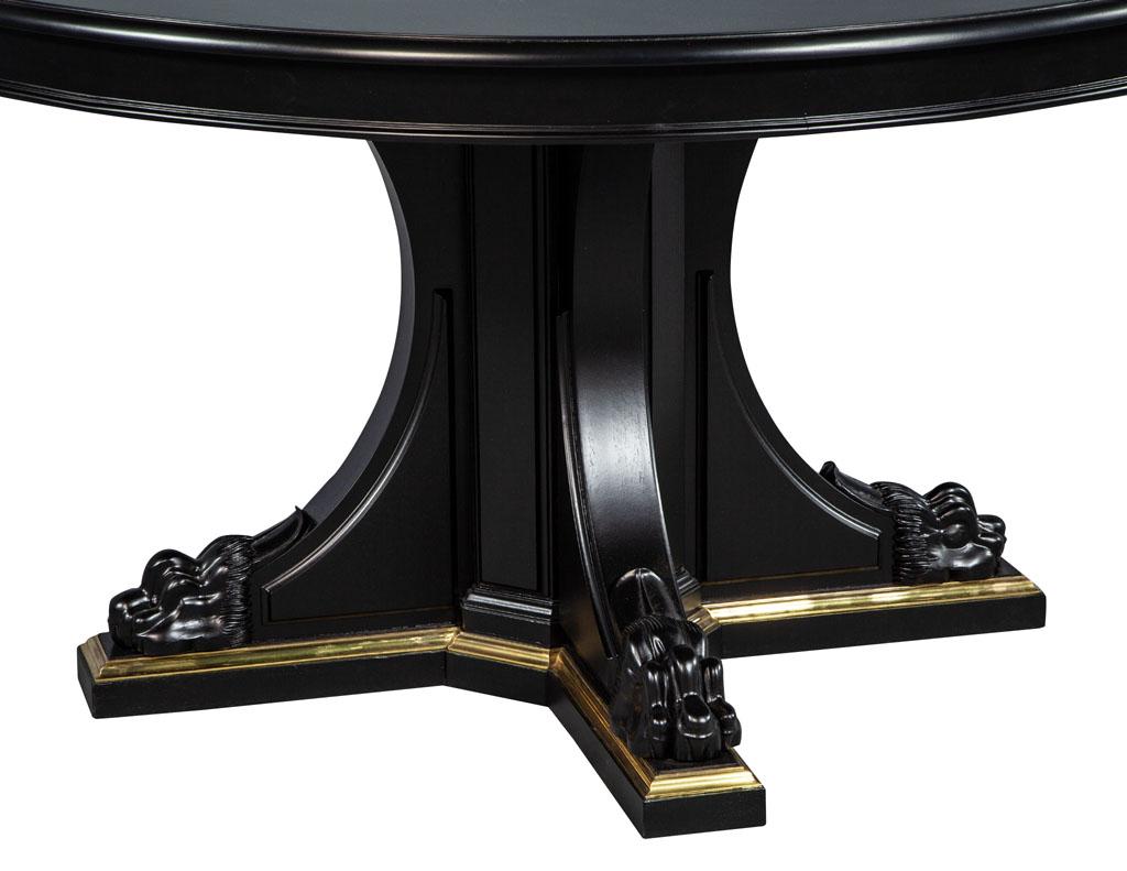 Black Lacquered Empire Inspired Modern Mahogany Round Dining Table 3