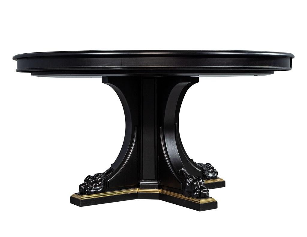 Black Lacquered Empire Inspired Modern Mahogany Round Dining Table 4